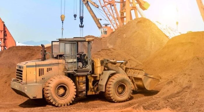 Close-up of a construction site excavator